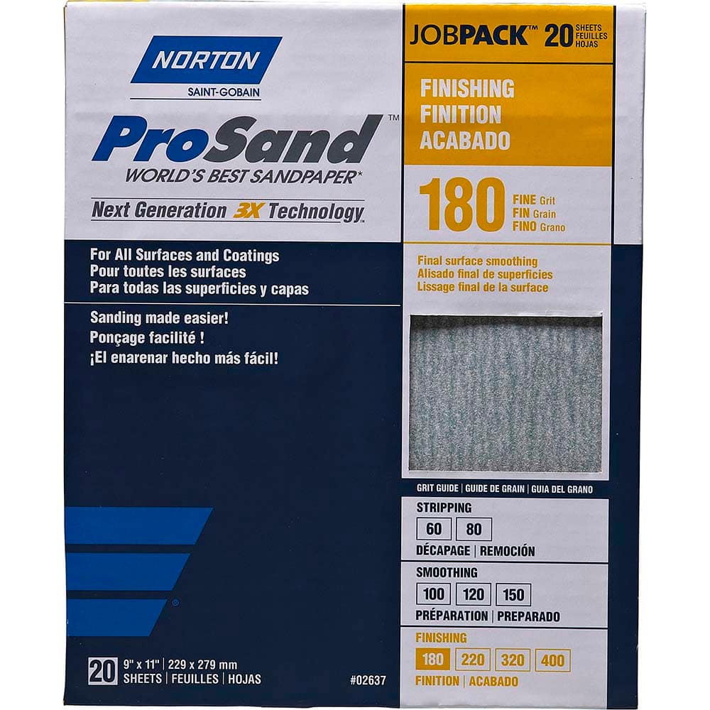 Norton - Sanding Sheets Abrasive Material: Aluminum Oxide Grade: Fine - Apex Tool & Supply