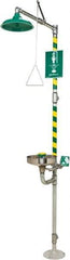 Haws - 1-1/4" Inlet, 20 GPM shower Flow, Drench shower, Eye & Face Wash Station - Bowl, Triangular Pull Rod & Push Flag Activated, Galvanized Steel Pipe, Plastic Shower Head, 3.7 GPM Bowl Flow, Inline Strainer, Top or Mid Supply - Apex Tool & Supply