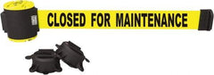 Banner Stakes - 30' Long x 2-1/2" Wide Nylon/Polyester Magnetic Wall Mount Barrier - Black on Yellow - Apex Tool & Supply