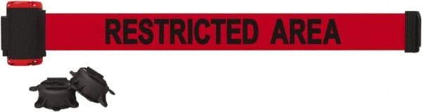 Banner Stakes - 7' Long x 2-1/2" Wide Nylon/Polyester Magnetic Wall Mount Barrier - Black on Red - Apex Tool & Supply