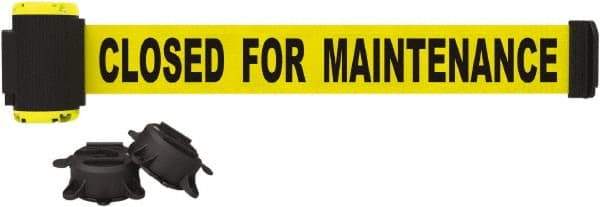 Banner Stakes - 7' Long x 2-1/2" Wide Nylon/Polyester Magnetic Wall Mount Barrier - Black on Yellow - Apex Tool & Supply
