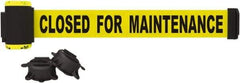 Banner Stakes - 7' Long x 2-1/2" Wide Nylon/Polyester Magnetic Wall Mount Barrier - Black on Yellow - Apex Tool & Supply