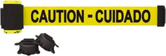 Banner Stakes - 7' Long x 2-1/2" Wide Nylon/Polyester Magnetic Wall Mount Barrier - Black on Yellow - Apex Tool & Supply