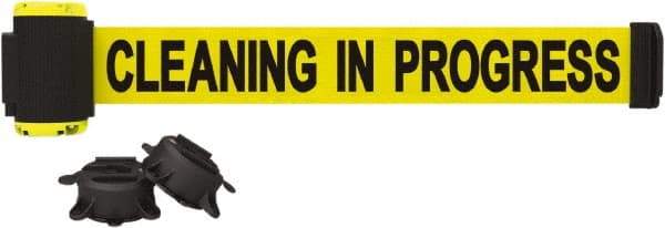 Banner Stakes - 7' Long x 2-1/2" Wide Nylon/Polyester Magnetic Wall Mount Barrier - Black on Yellow - Apex Tool & Supply