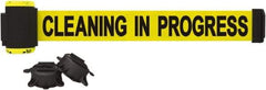 Banner Stakes - 7' Long x 2-1/2" Wide Nylon/Polyester Magnetic Wall Mount Barrier - Black on Yellow - Apex Tool & Supply
