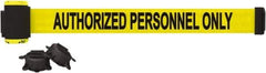 Banner Stakes - 7' Long x 2-1/2" Wide Nylon/Polyester Magnetic Wall Mount Barrier - Black on Yellow - Apex Tool & Supply