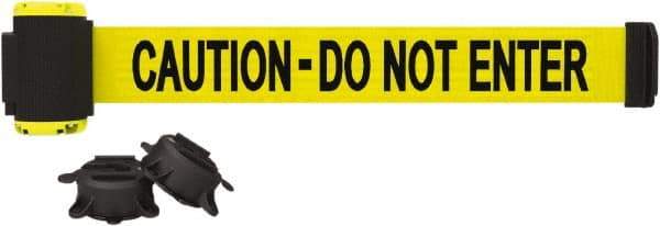 Banner Stakes - 7' Long x 2-1/2" Wide Nylon/Polyester Magnetic Wall Mount Barrier - Black on Yellow - Apex Tool & Supply