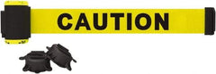 Banner Stakes - 7' Long x 2-1/2" Wide Nylon/Polyester Magnetic Wall Mount Barrier - Black on Yellow - Apex Tool & Supply