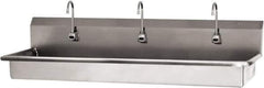SANI-LAV - 65" Long x 16-1/2" Wide Inside, 1 Compartment, Grade 304 Stainless Steel (3) Person Wash-Station with Manual Faucet - 16 Gauge, 68" Long x 20" Wide x 21-1/2" High Outside, 5-1/2" Deep - Apex Tool & Supply