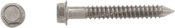 Powers Fasteners - 1/4" Diam, 1-1/4" Length Under Head, Hex Drive, Concrete Screw & Masonry Fastener - Stainless Steel, Passivated Finish, Includes 3/8" Hex Bit - Apex Tool & Supply
