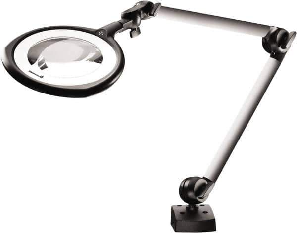 Waldmann Lighting - 39 Inch, Articulated, Clamp Mounted, LED, Silver, Magnifying Task Light - 14 Watt, 100 to 240 Volt, 1.75x Magnification, 160mm Wide - Apex Tool & Supply