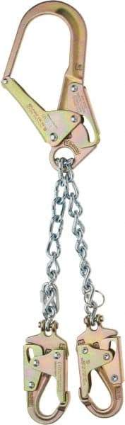 MSA - 6' Long, 310 Lb Capacity, 2 Leg Locking Snap Hook Harness Lanyard - Webbing, Locking Rebar Hook Anchorage Connection - Apex Tool & Supply