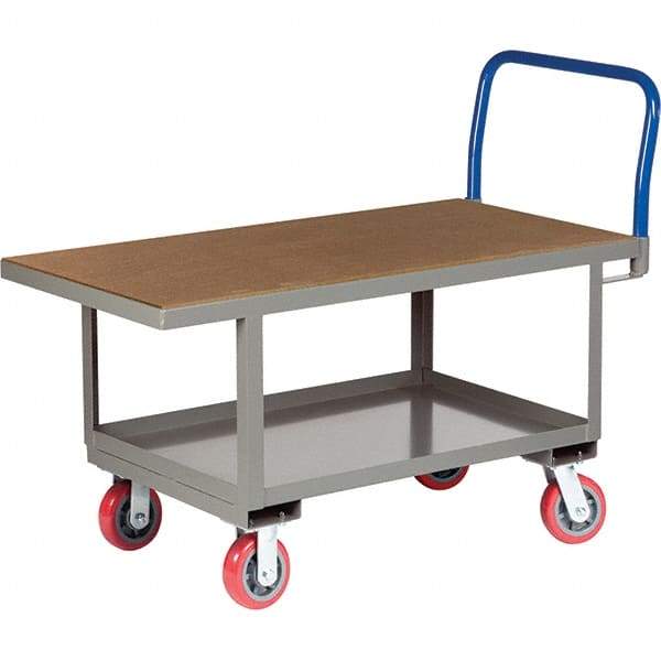 Little Giant - 2,000 Lb Capacity Steel Platform Truck - Steel Deck, 30" OAW, 61-1/2" Platform Length, Polyurethane Casters - Apex Tool & Supply