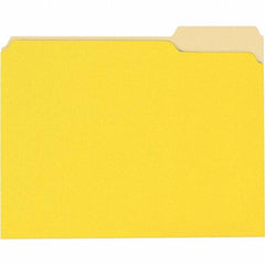 Universal One - 8-1/2 x 11", Letter Size, Yellow, File Folders with Top Tab - 11 Point Stock, 1/3 Tab Cut Location - Apex Tool & Supply