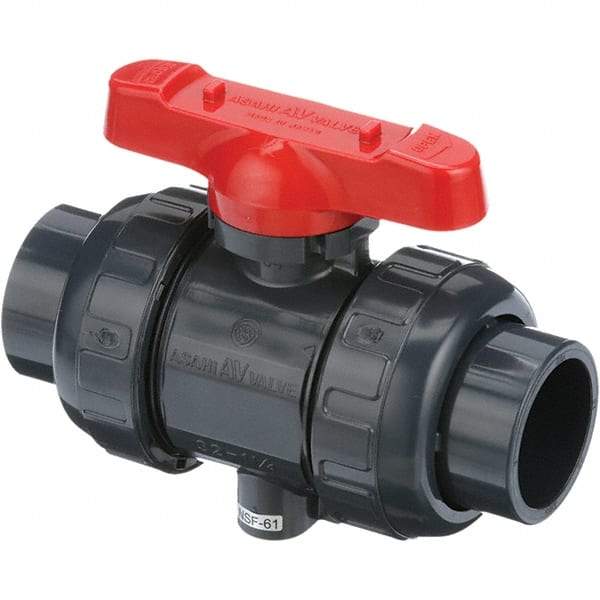 Asahi/America - 3" Pipe, Standard Port, CPVC True Union Design Ball Valve - Inline - Two Way Flow, Socket Ends, Tee Handle, 150 WOG - Apex Tool & Supply