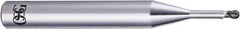 OSG - 1mm Diam, 0.6mm LOC, 2 Flute CBN Ball End Mill - Uncoated, Single End, 45mm OAL, 4mm Shank Diam, Spiral Flute - Apex Tool & Supply
