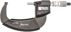 Starrett - Standard Throat IP67 Electronic Outside Micrometer - Ratchet Stop Thimble, Carbide Face, CR2032 Battery - Apex Tool & Supply