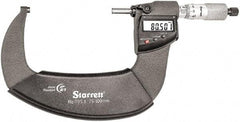 Starrett - Standard Throat IP67 Electronic Outside Micrometer - Ratchet Stop Thimble, Carbide Face, CR2032 Battery - Apex Tool & Supply