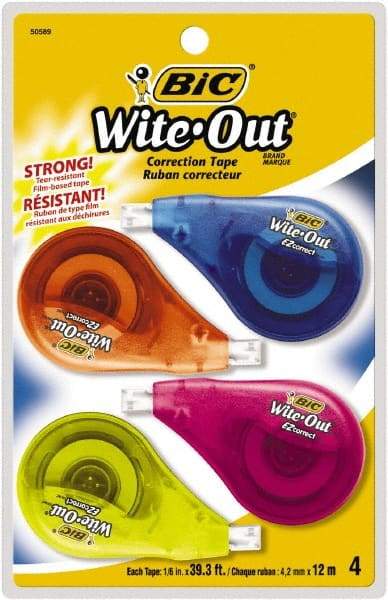 Bic - 1/6" x 400" Correction Tape Non-Refillable - Apex Tool & Supply
