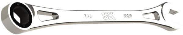 SK - 7/16" 6 Point Combination Wrench - 8.13" OAL, Steel, Full Polish Finish - Apex Tool & Supply