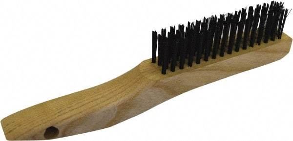 Gordon Brush - 4 Rows x 16 Columns Steel Scratch Brush - 4-3/4" Brush Length, 10" OAL, 1/8 Trim Length, Wood Shoe Handle - Apex Tool & Supply