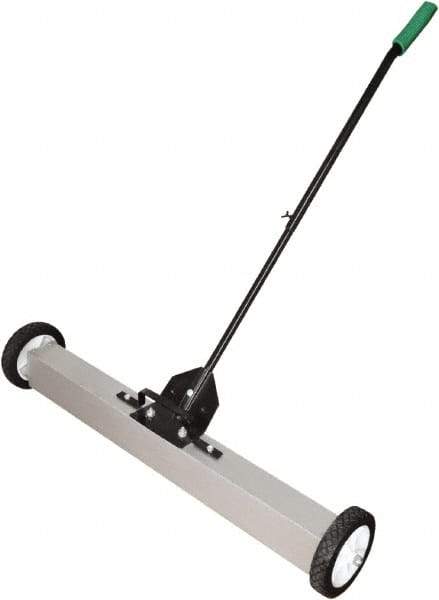 Shields Magnetics - 36" Long Push Magnetic Sweeper with Wheels - 4" Wide x 3" High x 36" Long, 7" Wheel Diam, 1 to 2" Clearance - Apex Tool & Supply