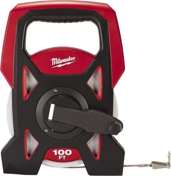 Milwaukee Tool - 100' x 3/8" Tape Measure - 1/16" Graduation - Apex Tool & Supply