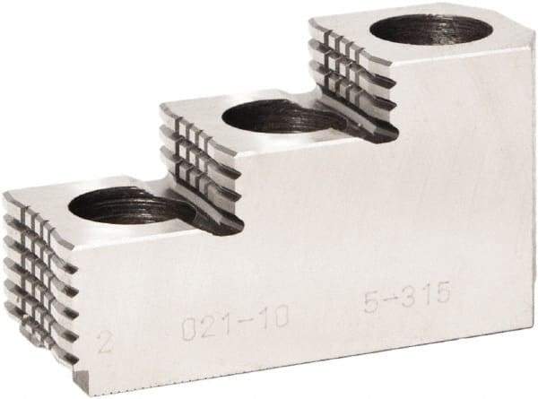 Bison - 5" Max Chuck Diam Compatibility, Steel 1.5mm x 60° Serrated Hard Lathe Top Jaws - 3 Steps - Apex Tool & Supply