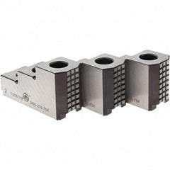 Bison - 10" Max Chuck Diam Compatibility, Steel 1.5mm x 60° Serrated Hard Lathe Top Jaws - 3 Steps, 16mm Groove Width, 40mm Wide x 102mm Long x 54mm High - Apex Tool & Supply