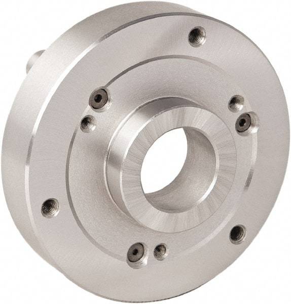 Bison - Adapter Back Plate for 5" Diam Bison Set-Tru Lathe Chucks - D1-8 Mount, 35mm Through Hole Diam - Apex Tool & Supply