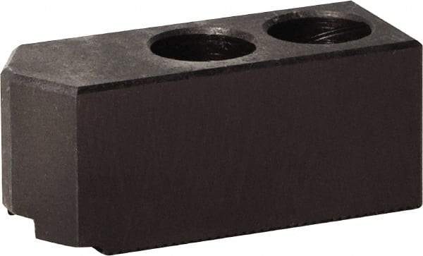 Bison - 254mm Max Chuck Capacity, 1.5mm x 60° Serrated Interface, Square Soft Lathe Chuck Jaw - 3 Jaw, Steel, 30mm Btw Mount Hole Ctrs, 105mm Long, 50mm Wide, 50mm High, 16mm Groove, M12mm Fastener - Apex Tool & Supply