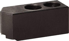 Bison - 169mm Max Chuck Capacity, 1.5mm x 60° Serrated Interface, Square Soft Lathe Chuck Jaw - 3 Jaw, Steel, 20mm Btw Mount Hole Ctrs, 65mm Long, 40mm Wide, 40mm High, 12mm Groove, M10mm Fastener - Apex Tool & Supply