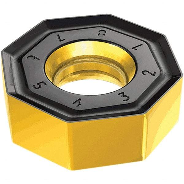 Iscar - ONMU070610 TR Grade IC810 Carbide Milling Insert - AlTiN/TiN Finish, 6.5mm Thick, 18.8mm Inscribed Circle, 1mm Corner Radius - Apex Tool & Supply