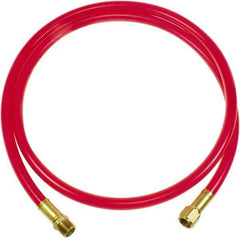 PRO-SOURCE - 3/8" ID 3' Long Lead-In Whip Hose - FNPT x MNPT Swivel Ends, 200 Working psi, 165°, 3/8" Fitting, Transparent Red - Apex Tool & Supply