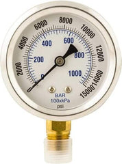 Value Collection - Hydraulic Pressure Gages & Adapters Type: Dry Gauge Pressure Rating: 0 - 15000 - Apex Tool & Supply