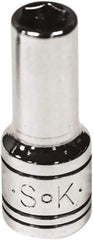 SK - 1/4", 1/4" Drive, Deep Hand Socket - 6 Points, Steel, Chrome Finish - Apex Tool & Supply