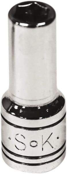 SK - 3/16", 1/4" Drive, Deep Hand Socket - 6 Points, Steel, Chrome Finish - Apex Tool & Supply