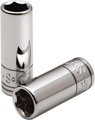 SK - 9/16", 1/4" Drive, Deep Hand Socket - 6 Points, Steel, Chrome Finish - Apex Tool & Supply