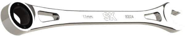 SK - 11mm 6 Point Combination Wrench - 8.13" OAL, Steel, Full Polish Finish - Apex Tool & Supply