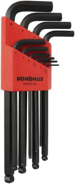 Bondhus - L-Wrench L-Wrench Hex Key Set - Hex Range 1.5 to 10mm, Protanium High Torque Steel - Apex Tool & Supply