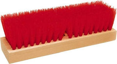 O-Cedar - 2" Bristle Length, Polypropylene Deck Scrub Brush - 10" Long x 3" Wide Head, 10" OAL, Red, Wood Block - Apex Tool & Supply