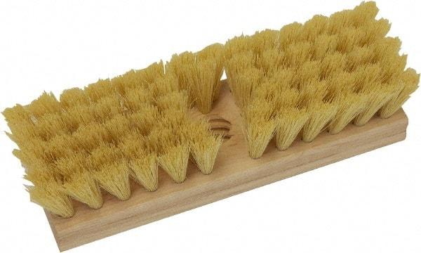 O-Cedar - 2" Bristle Length, Tampico Deck Scrub Brush - 10" Long x 3" Wide Head, 10" OAL, Beige, Wood Block - Apex Tool & Supply