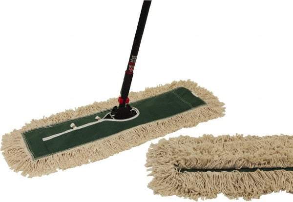 O-Cedar - 60" Long x 36" Wide Cotton & Metal Dust Mop Kit - White, Green & Black, Snap-On - Apex Tool & Supply