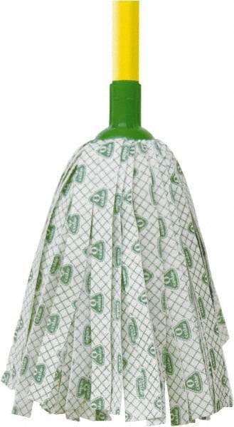 O-Cedar - White & Green Deck Mop - 4-1/2" Long x 3" Wide Head, 48" Long Handle, Rayon/Polyester Head - Apex Tool & Supply