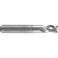 Emuge - 5/8" Diam, Coarse Pitch, 3/4" LOC, 3 Flute Solid Carbide 45° Corner Chamfer Roughing End Mill - Bright Finish, 3-3/4" OAL, 5/8" Shank Diam, Single End, Extended Reach, 40° Helix - Apex Tool & Supply