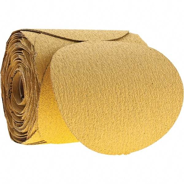 Tru-Maxx - 6" Diam, 60 Grit Aluminum Oxide Adhesive PSA Disc - Medium Grade, Gold, C Weighted Backing, Flexible, 3,000 Max RPM - Apex Tool & Supply