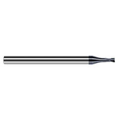 End Mills for Hardened Steels - Finishers - 0.0310″ (1/32″) Cutter Diameter × 0.0050″ Radius × 0.0250″ Length of Cut × 0.3750″ (3/8″) Reach Carbide Corner Radius End Mill for Hard Milling, 2 Flutes, AlTiN Nano Coated - Exact Industrial Supply