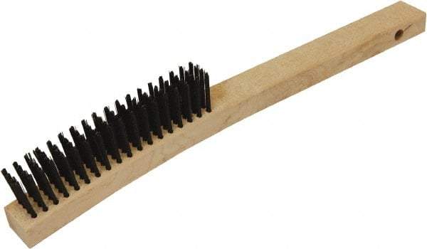 O-Cedar - 18 Rows, Steel Wire Brush - 10" Brush Length, 14" OAL, 1-1/8" Trim Length, Wood Curved Handle - Apex Tool & Supply