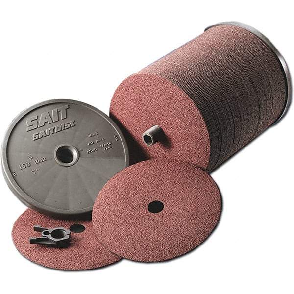 Sait - 4-1/2" Diam 7/8" Hole 60 Grit Fiber Disc - Aluminum Oxide, 11,000 Max RPM - Apex Tool & Supply