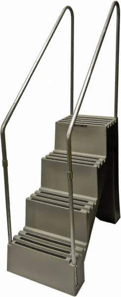 Diversified Plastics - 4 Steps, 6' 1-1/2"' High, Polypropylene Step Stand - 500 Lb Load Capacity, 22" Base Width - Apex Tool & Supply